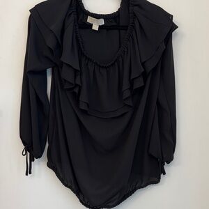MICHAEL Michael Kors Black Ruffled Blouse